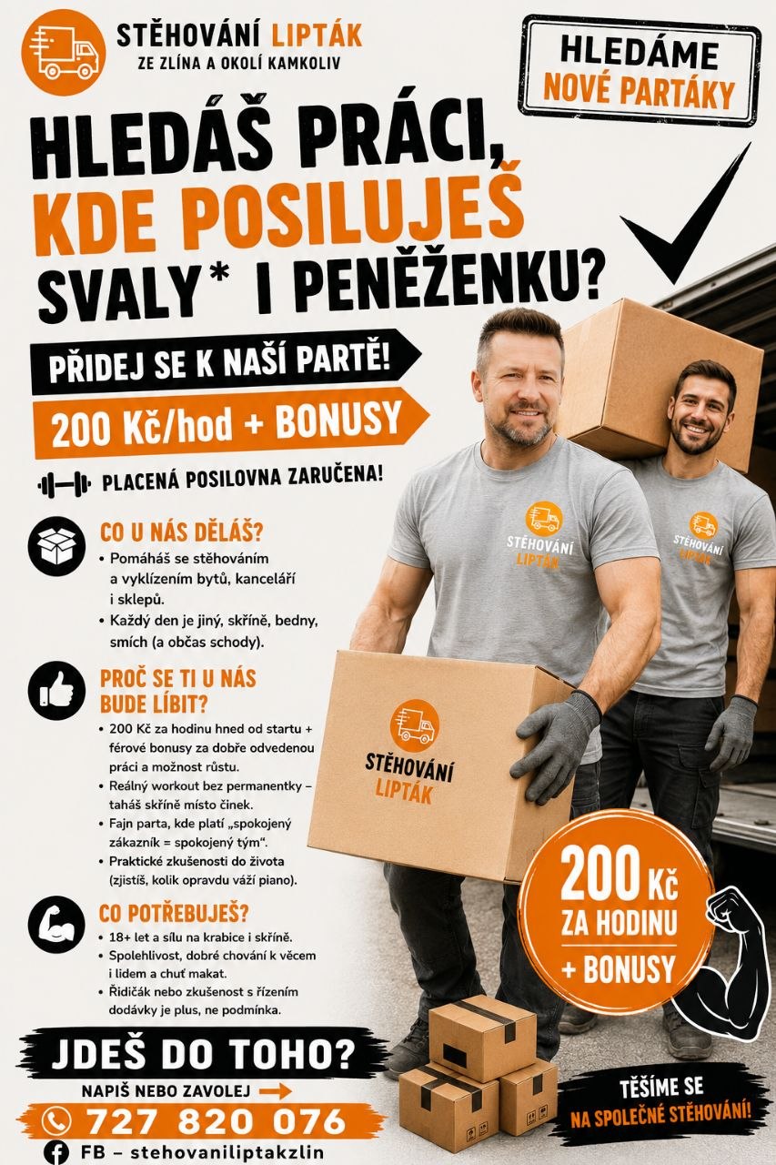 Hledáme nové kolegy do party — Stěhování Lipták Zlín